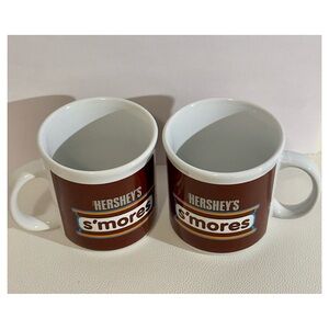 Hershey’s S’mores Ceramic Mugs Set of 2 Brown White Campfire Cocoa Cups